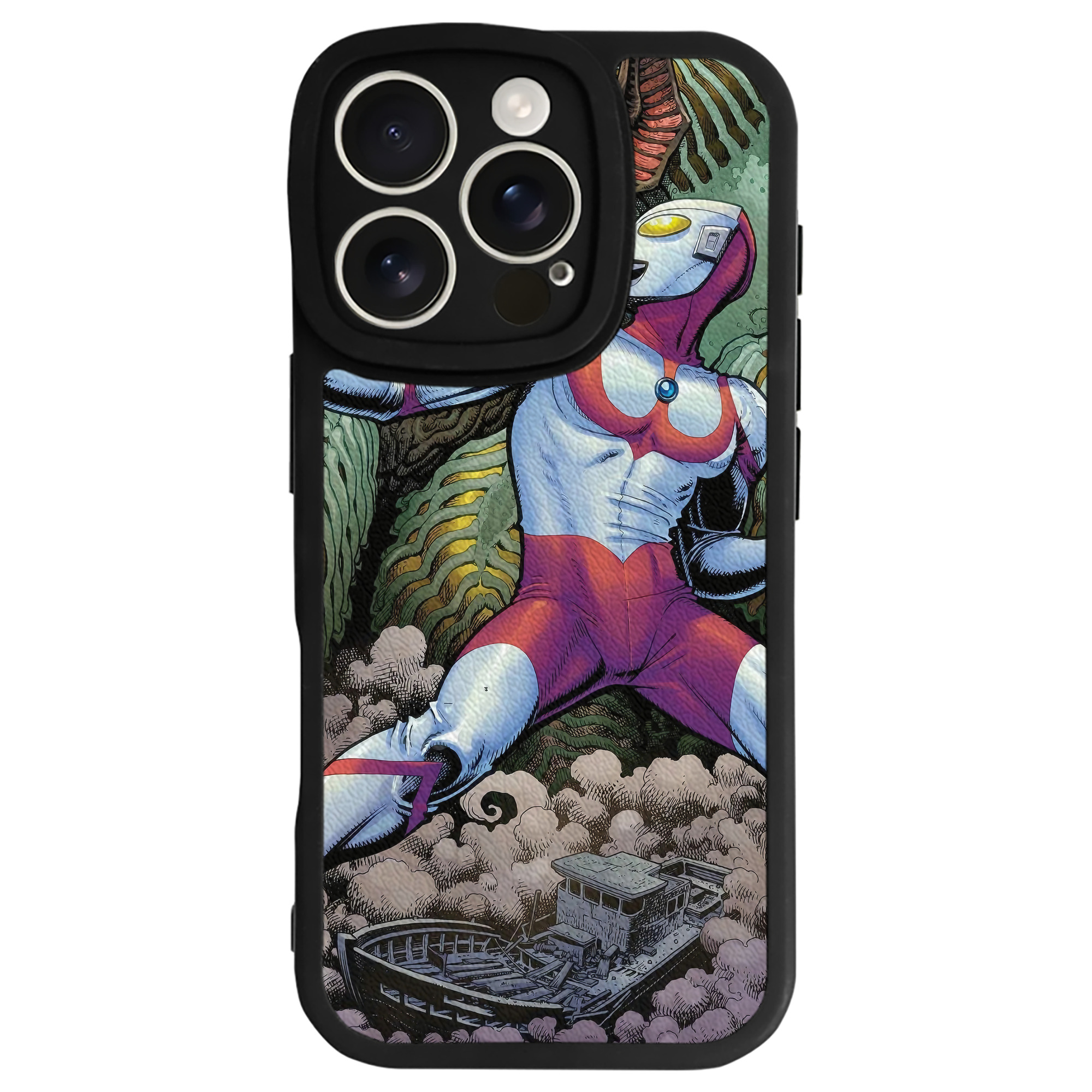 （画像用） ウルトラマン Ultraman 【iPhone 16シリーズ対応】シリコンスマホケース（レザー調） 材質：シリコン